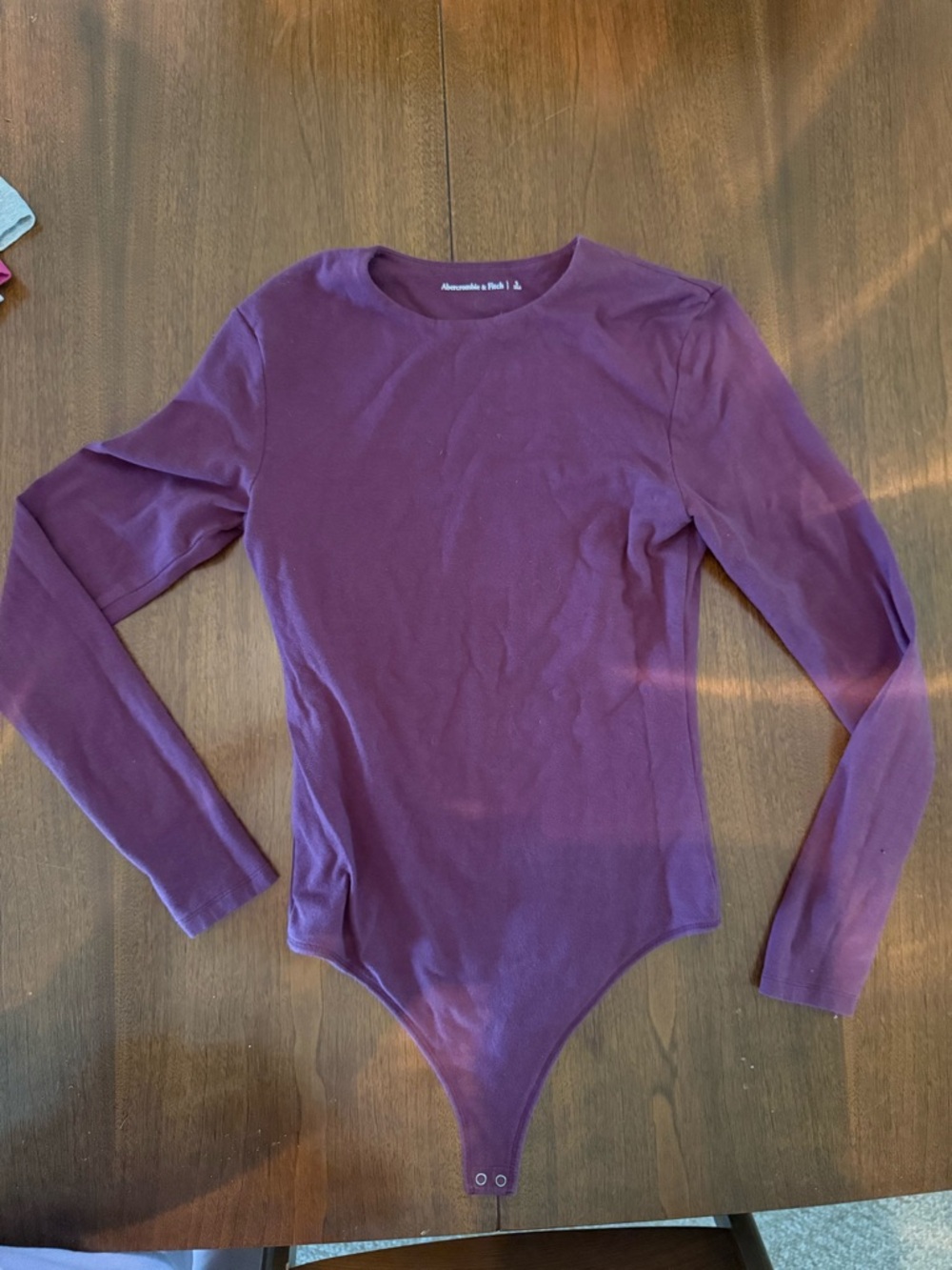 Abercrombie & Fitch Deep Plum Long Sleeve Bodysuit